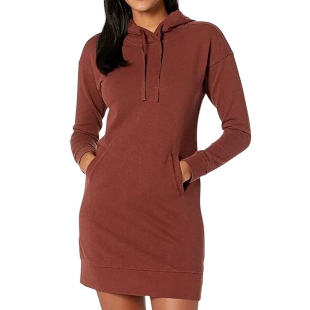 Toad & Co Follow Through Hooded Sweatshirt Dress Organic Cotton Size L
